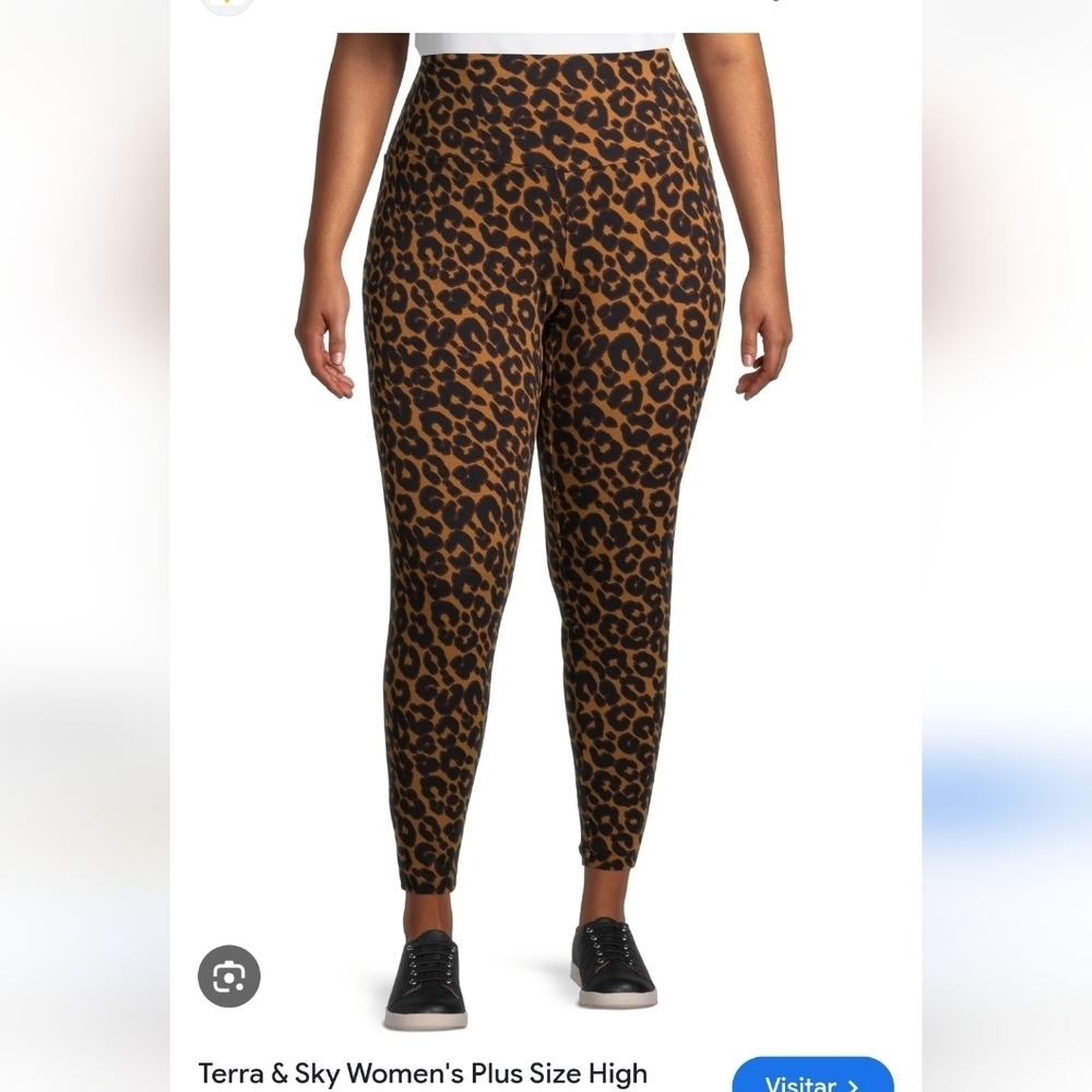 Terra & Sky Women's Plus Size Leopard Print Leggings Lightweight sz 0X, Stretch.